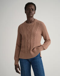 Kabelstickad crew neck tr&ouml;ja