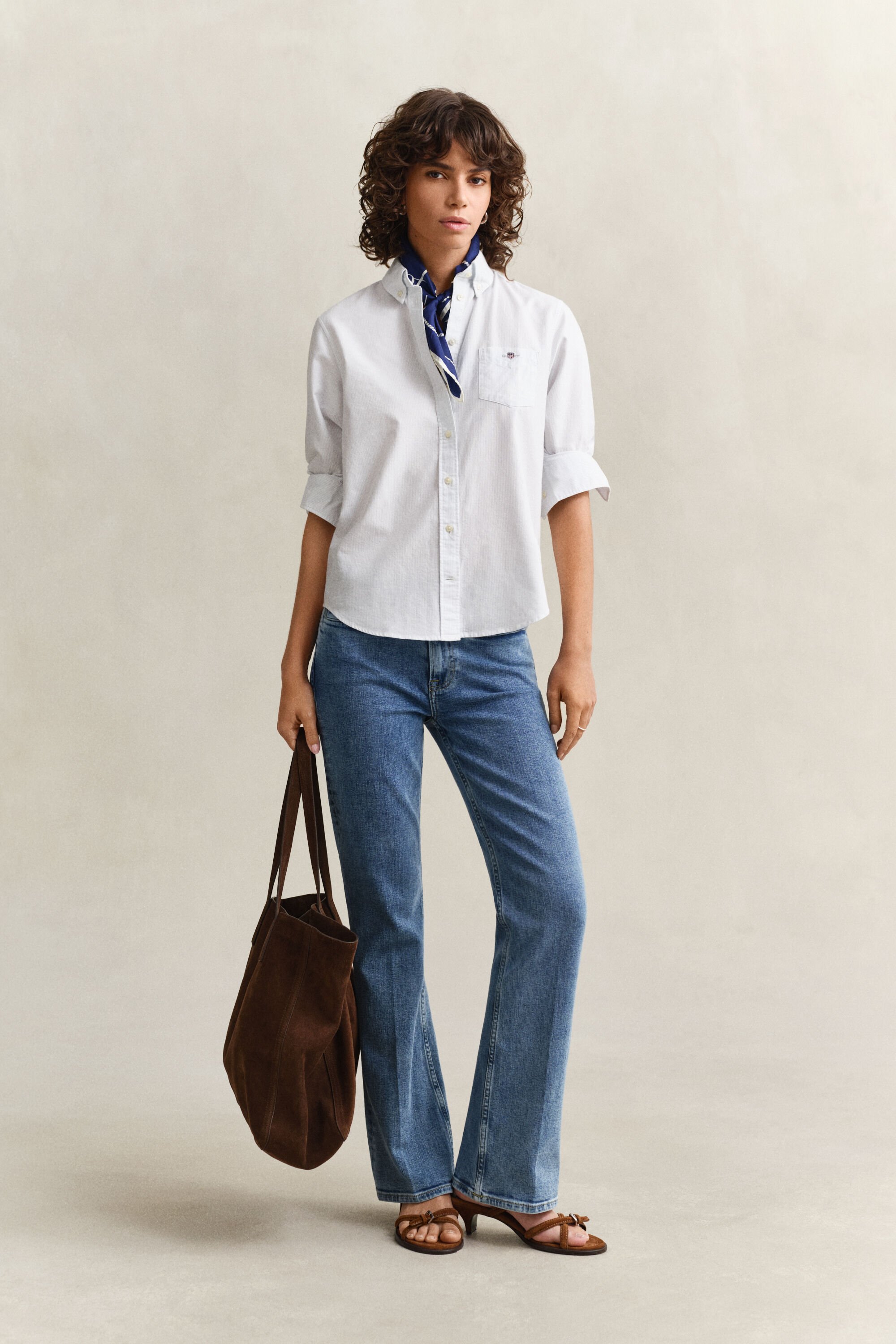 Regular fit klassisk rutig oxfordskjorta