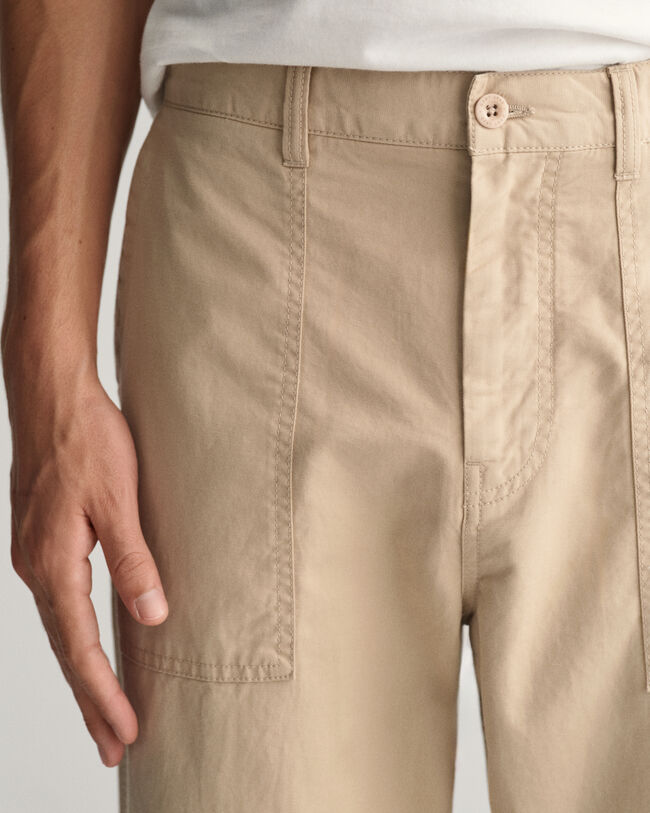 Regular fit chinos i bomull och linne
