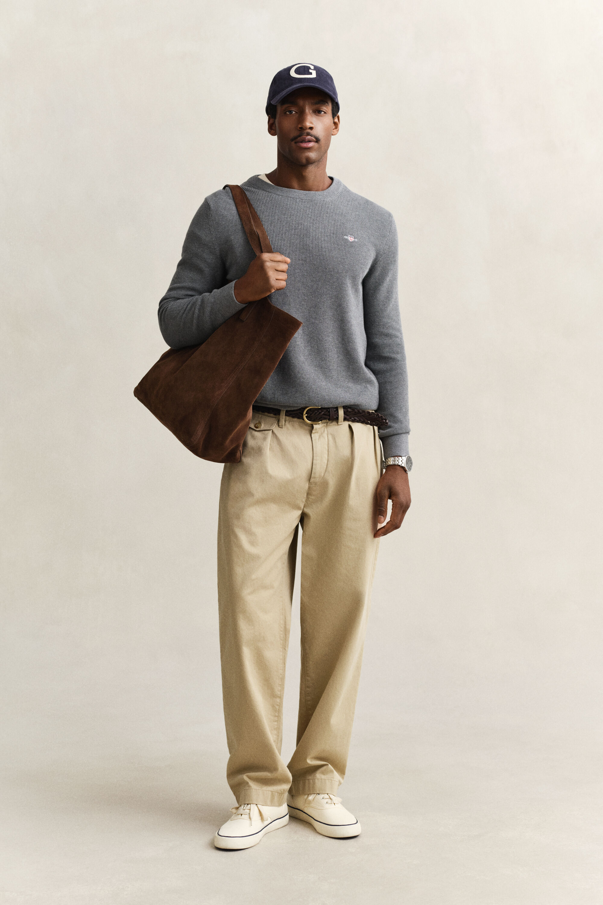 Rundhalsad bomullströja med struktur