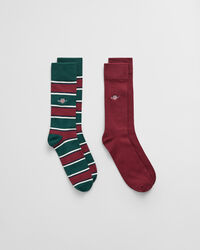 Tv&aring;pack Shield randiga och ribbstickade strumpor