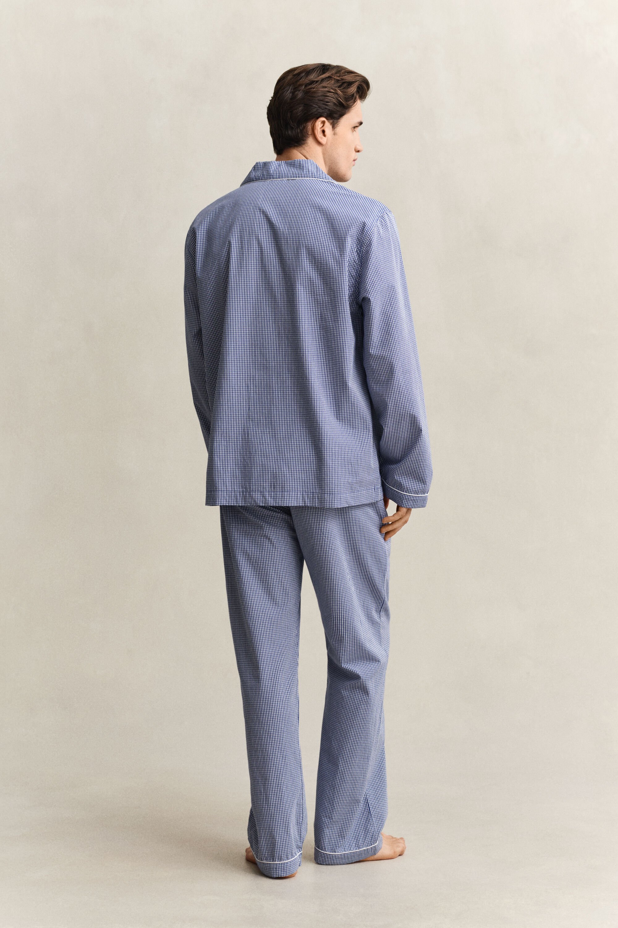 Pyjamasset i ginghamrutig poplin