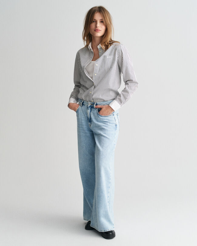 Regular fit randig skjorta med kontrastkrage