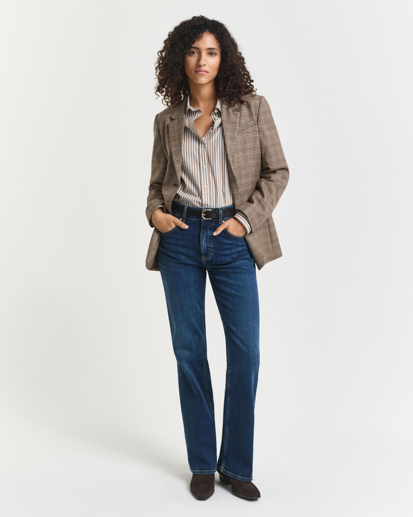 Regular fit klassisk randig poplinskjorta