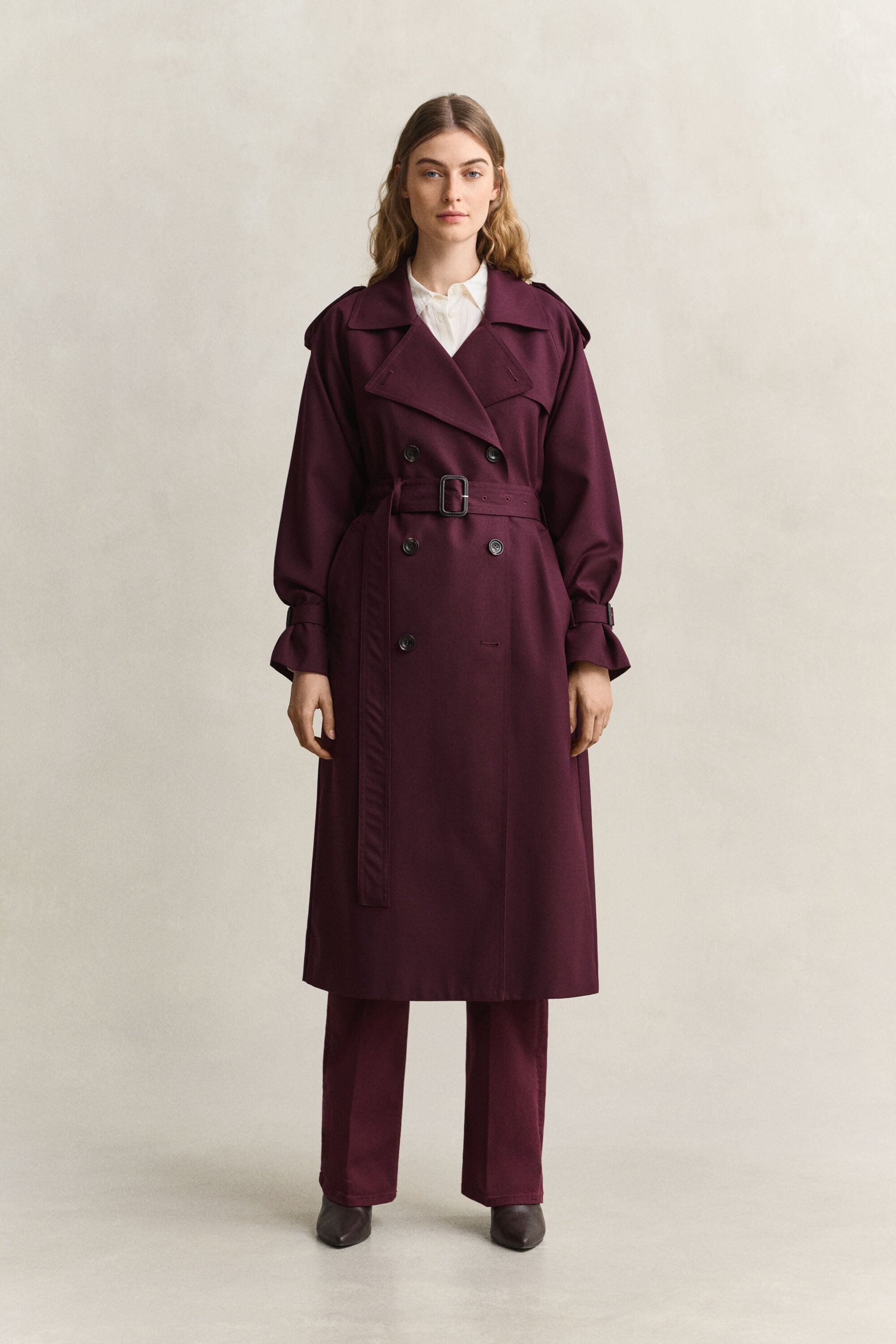 Trenchcoat i ullblandning