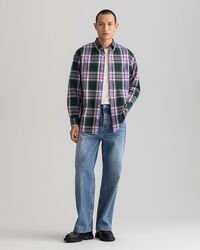 Oversized rutig twillskjorta