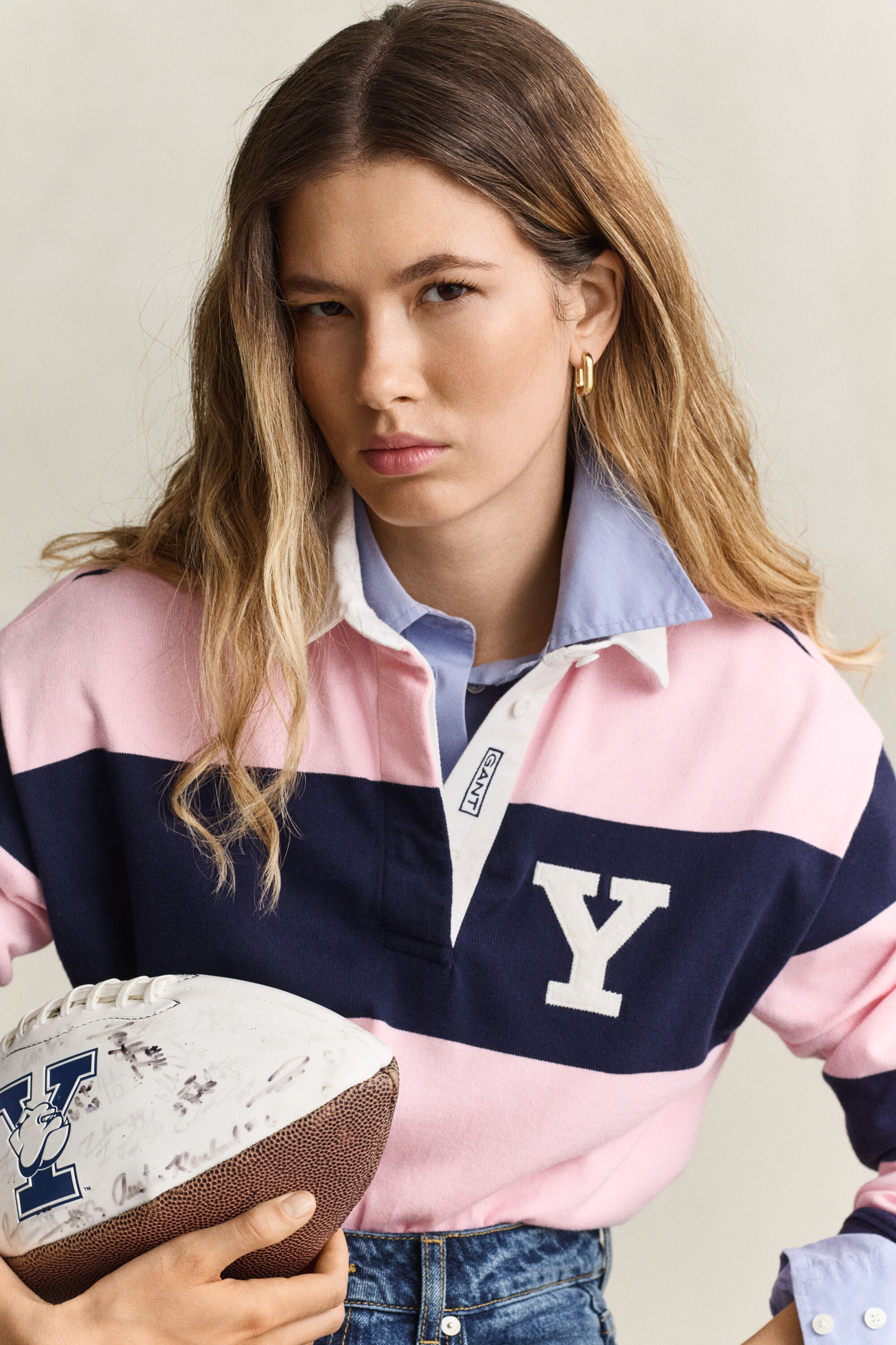 Gant x Yale Heavy Rugger med breda ränder