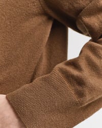 Hoodie i superfin lammull med dragkedja