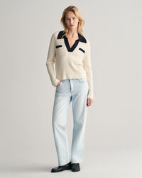 Kabelstickad pikétröja