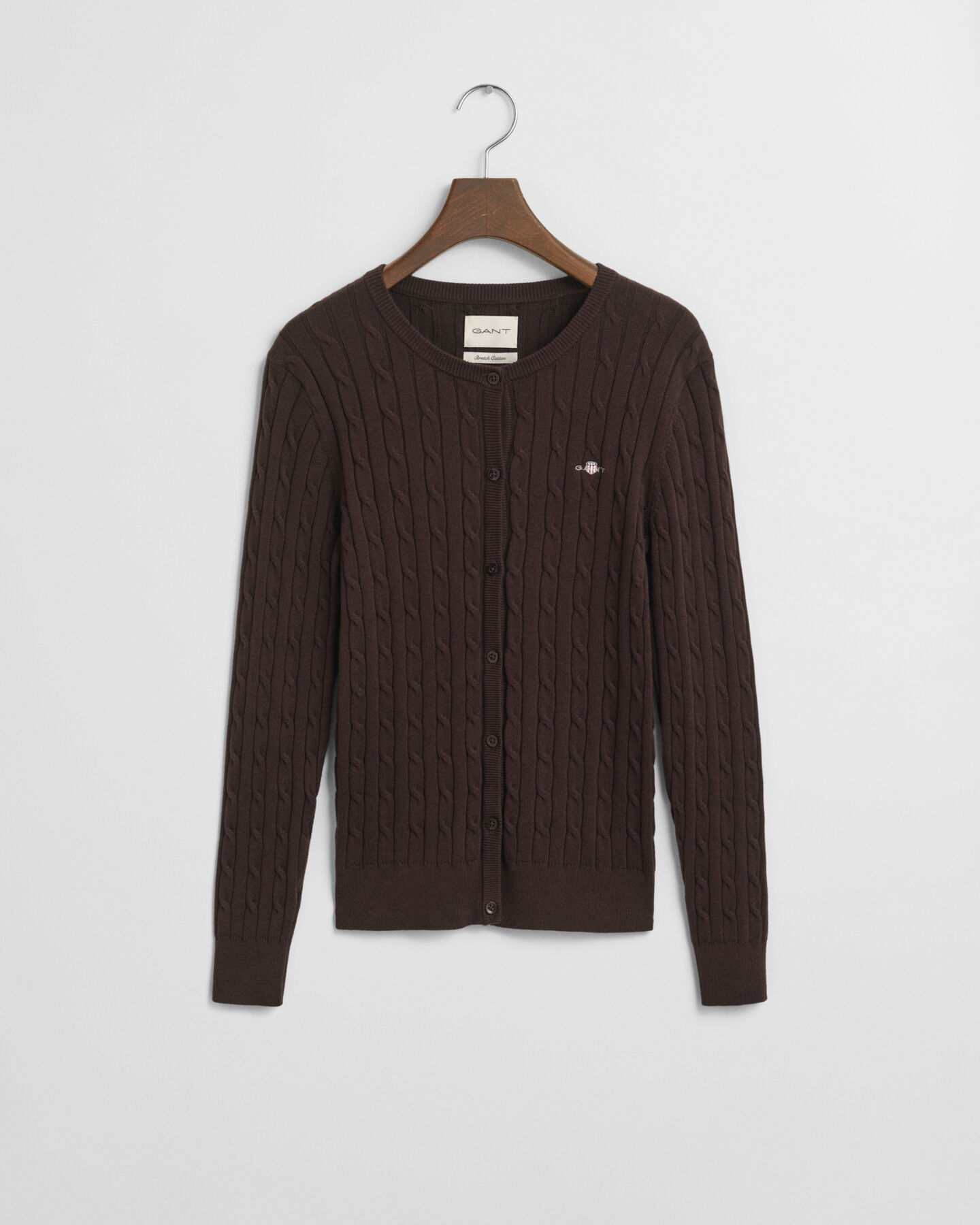 Kabelstickad kofta i bomullsstretch