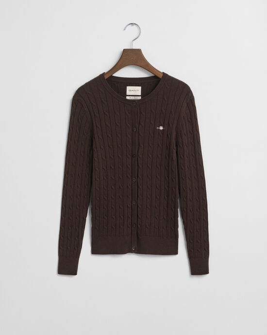 Kabelstickad kofta i bomullsstretch