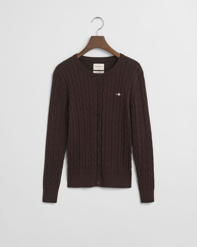 Kabelstickad kofta i bomullsstretch