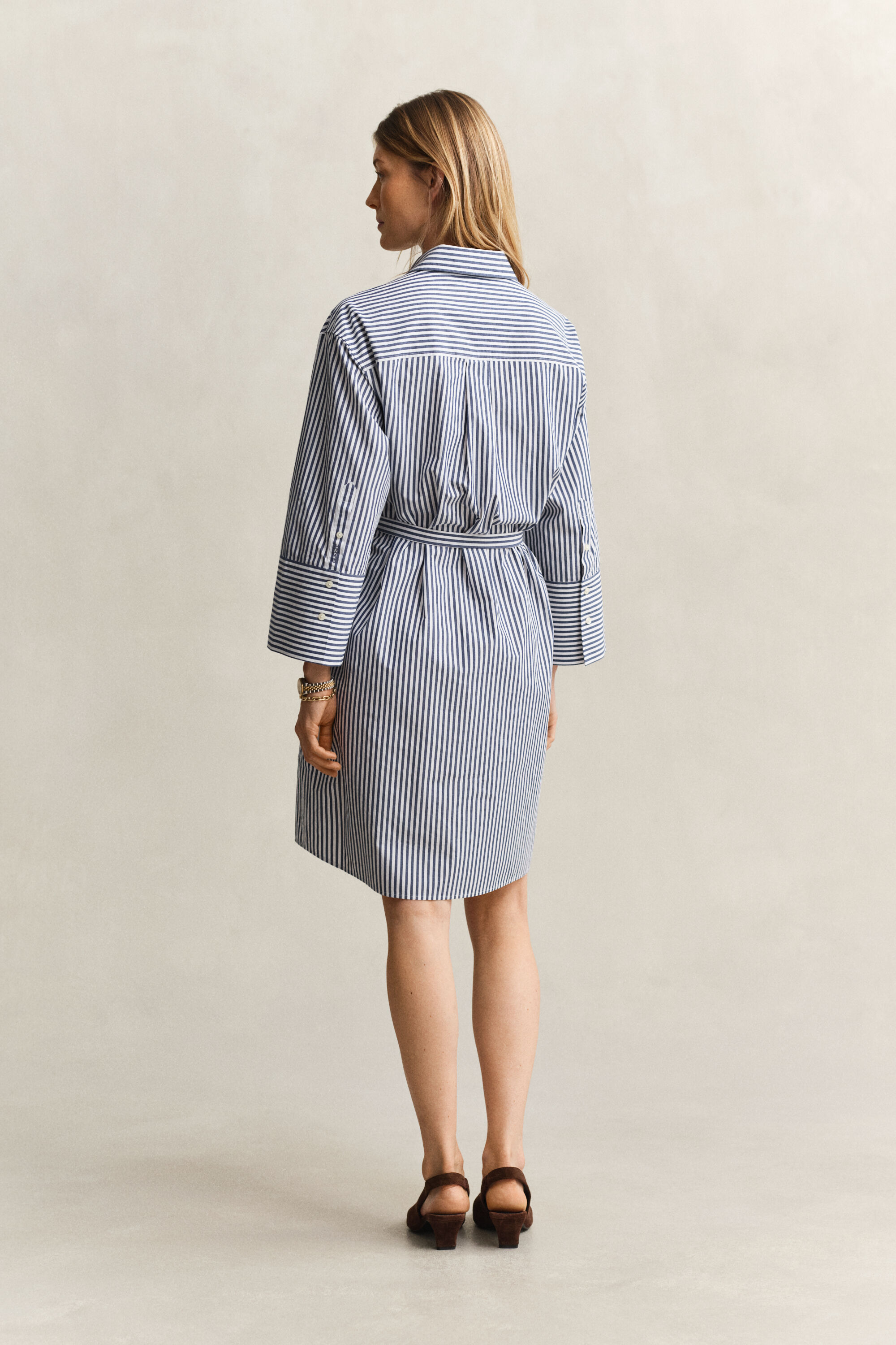 Randig skjortklänning i poplin