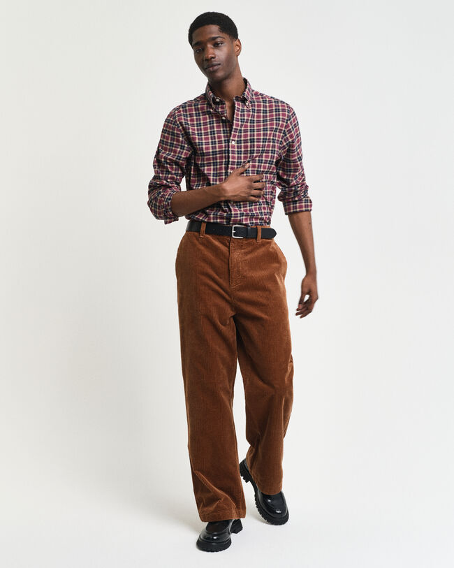 Regular fit rutig tunn twillskjorta