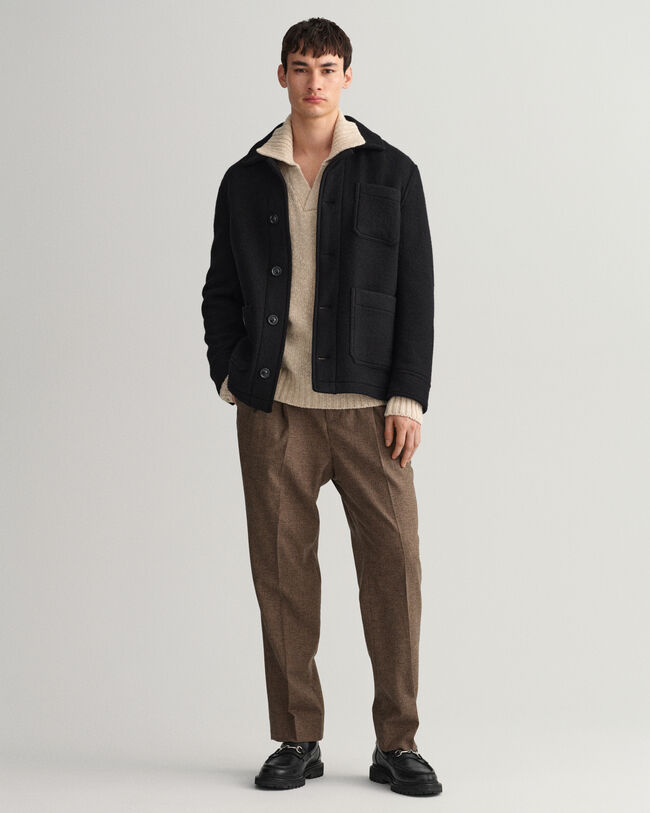 Relaxed Fit Slub V-ringad pik&eacute;tr&ouml;ja