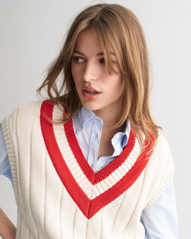 V-ringad kontrastf&auml;rgad slipover