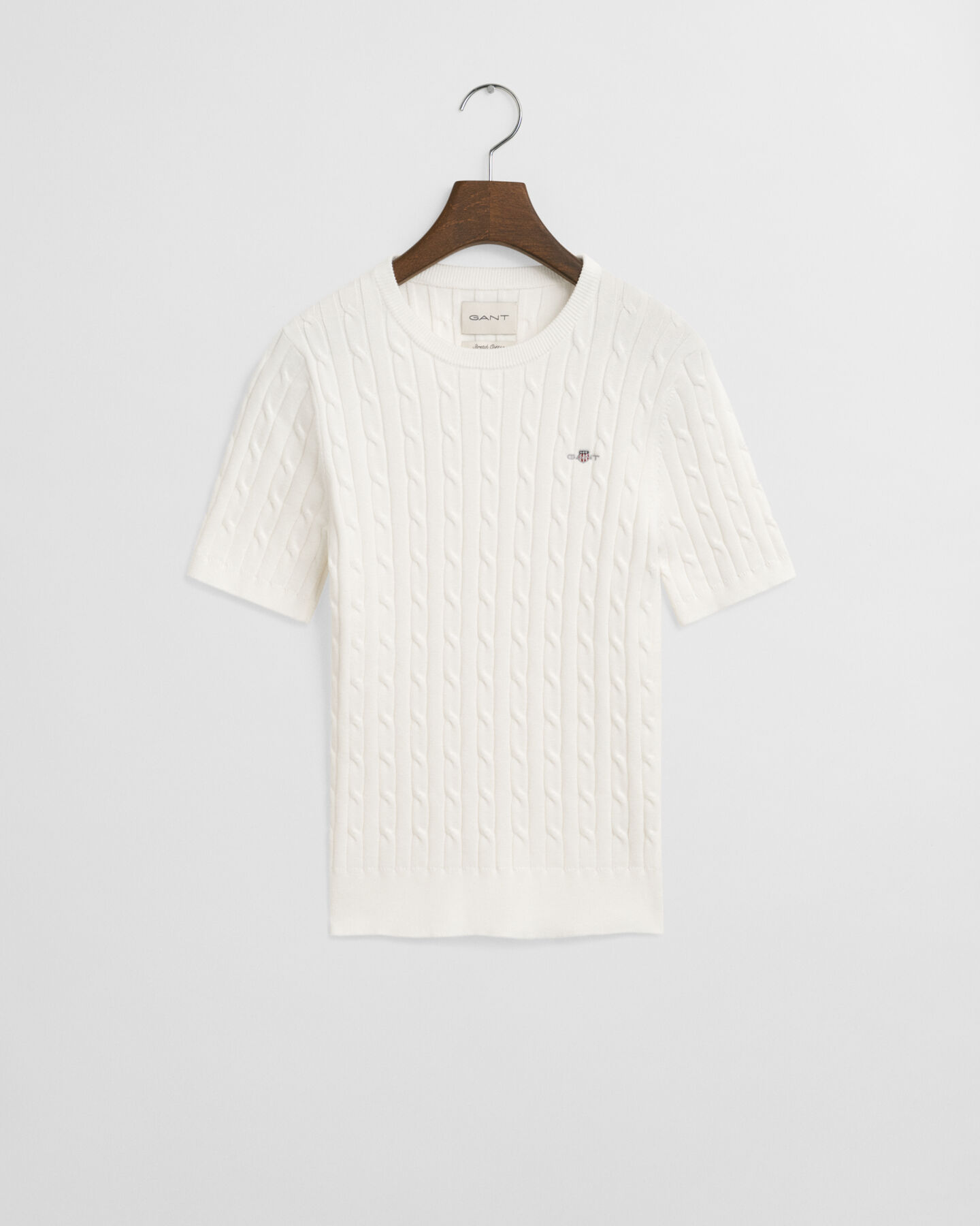 Kabelstickad tröja i bomullsstretch