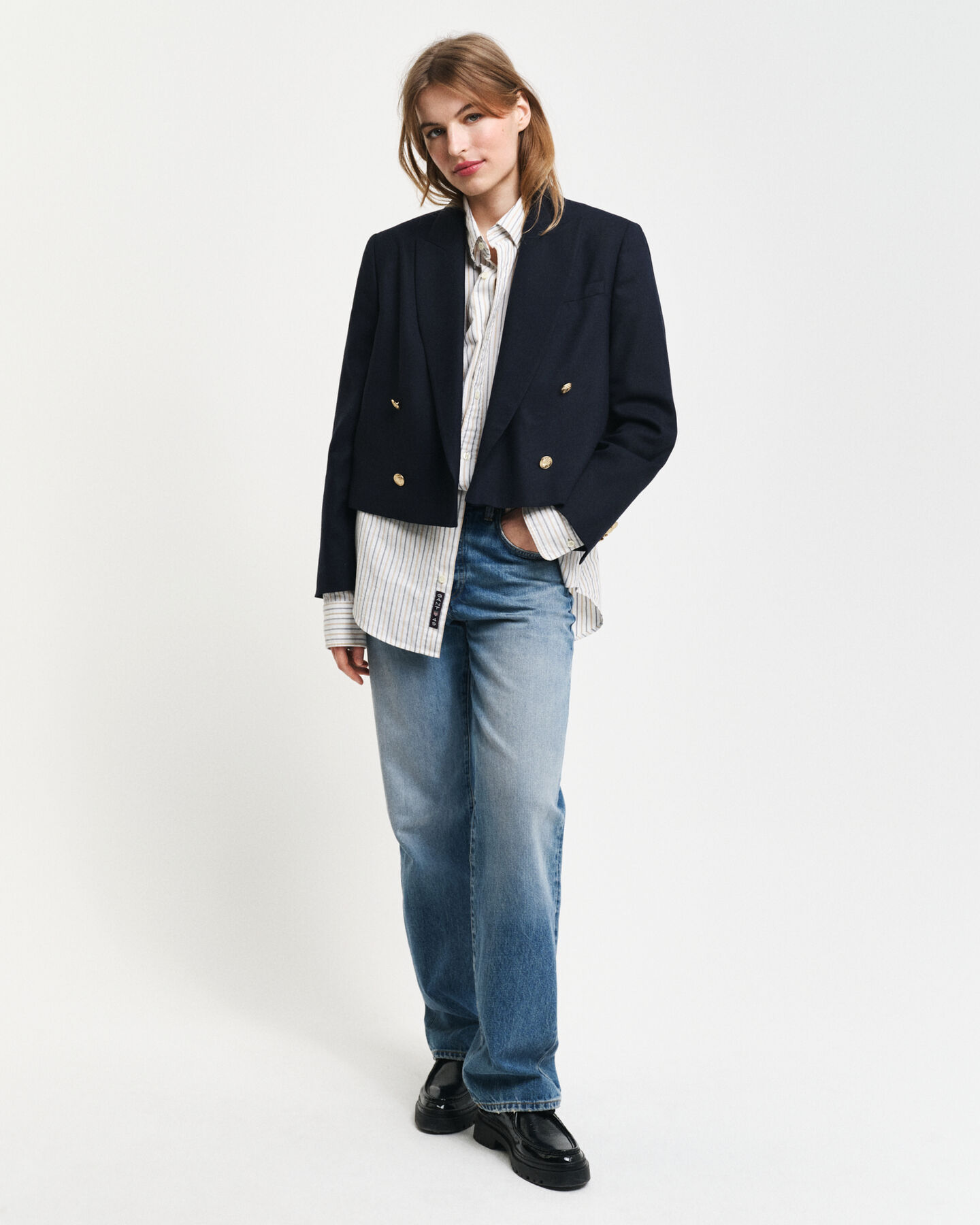 Regular fit klassisk randig oxfordskjorta