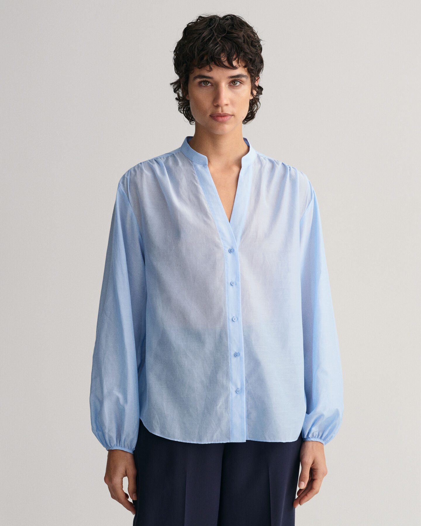 Relaxed fit blus i bomull och silke