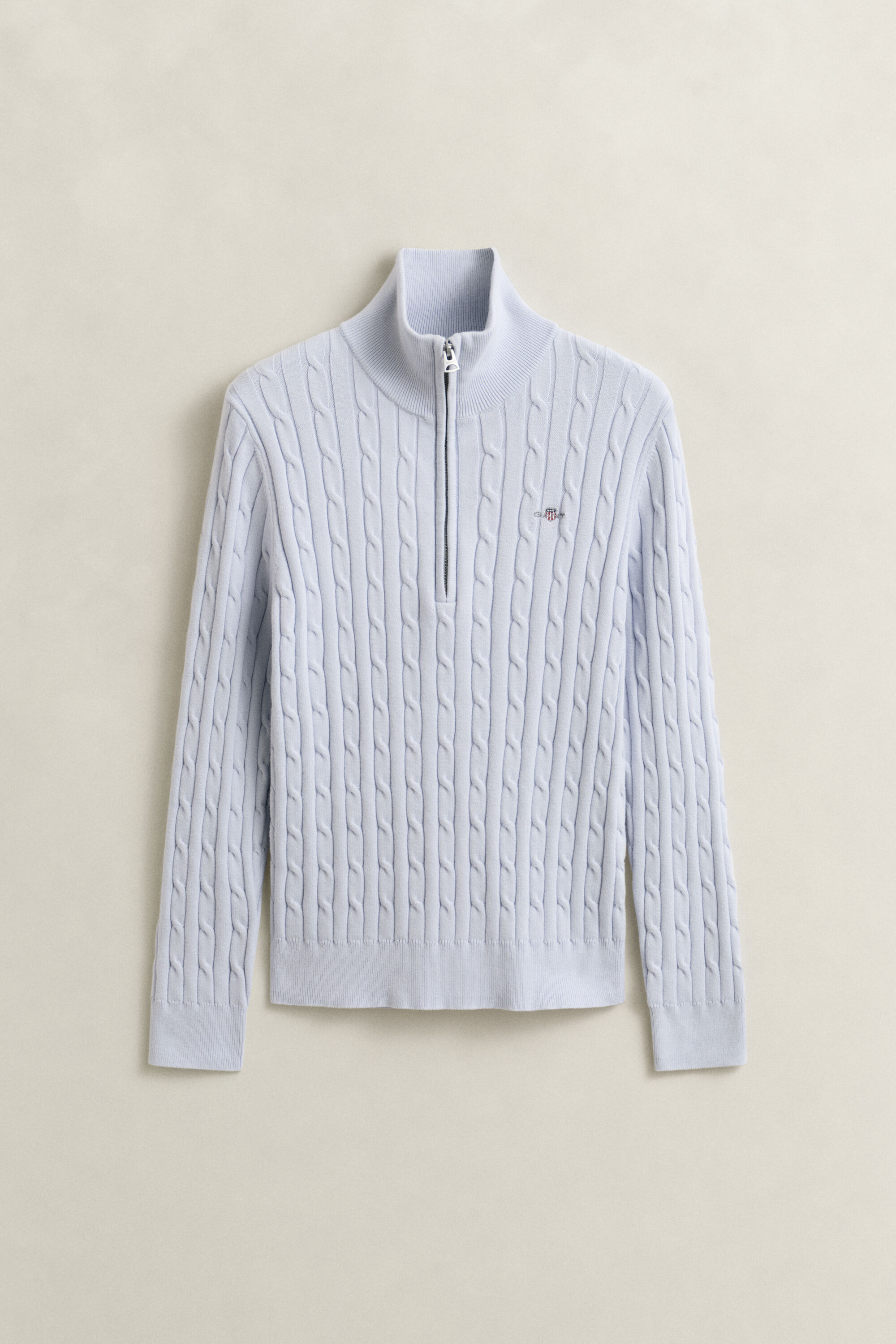 Kabelstickad tröja med half-zip