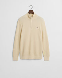 Bomullströja med struktur och half-zip