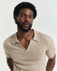 Kortärmad pikétröja i linneblandning