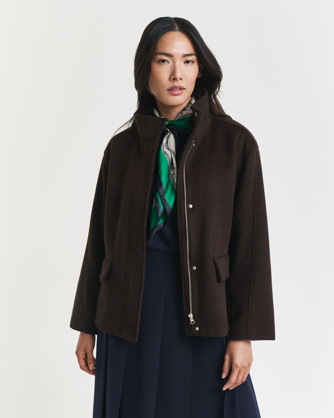 Kort yllejacka med dragkedja