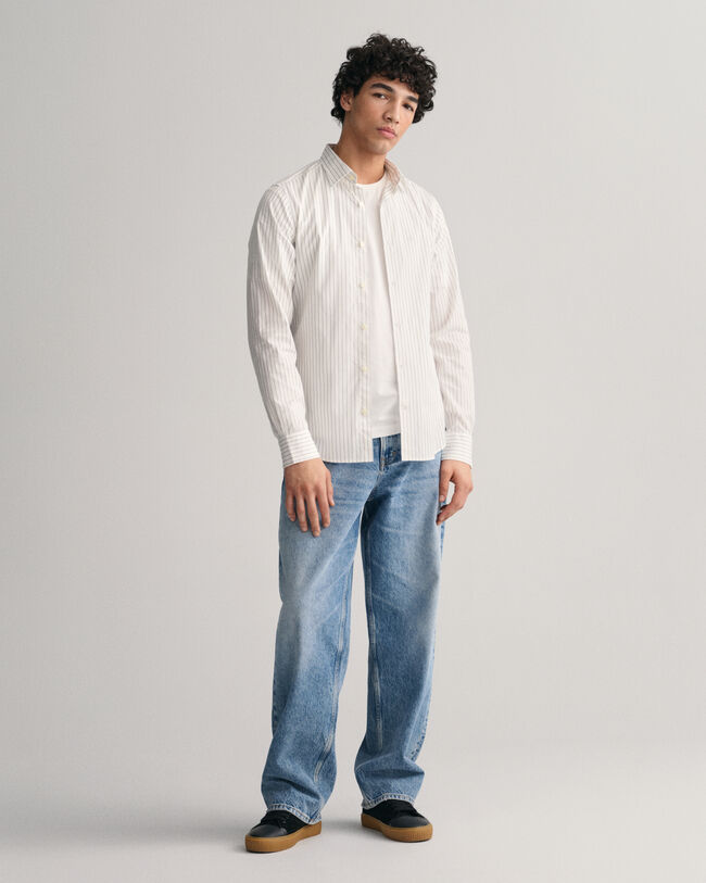 Slim fit formell kritstrecksrandig skjorta