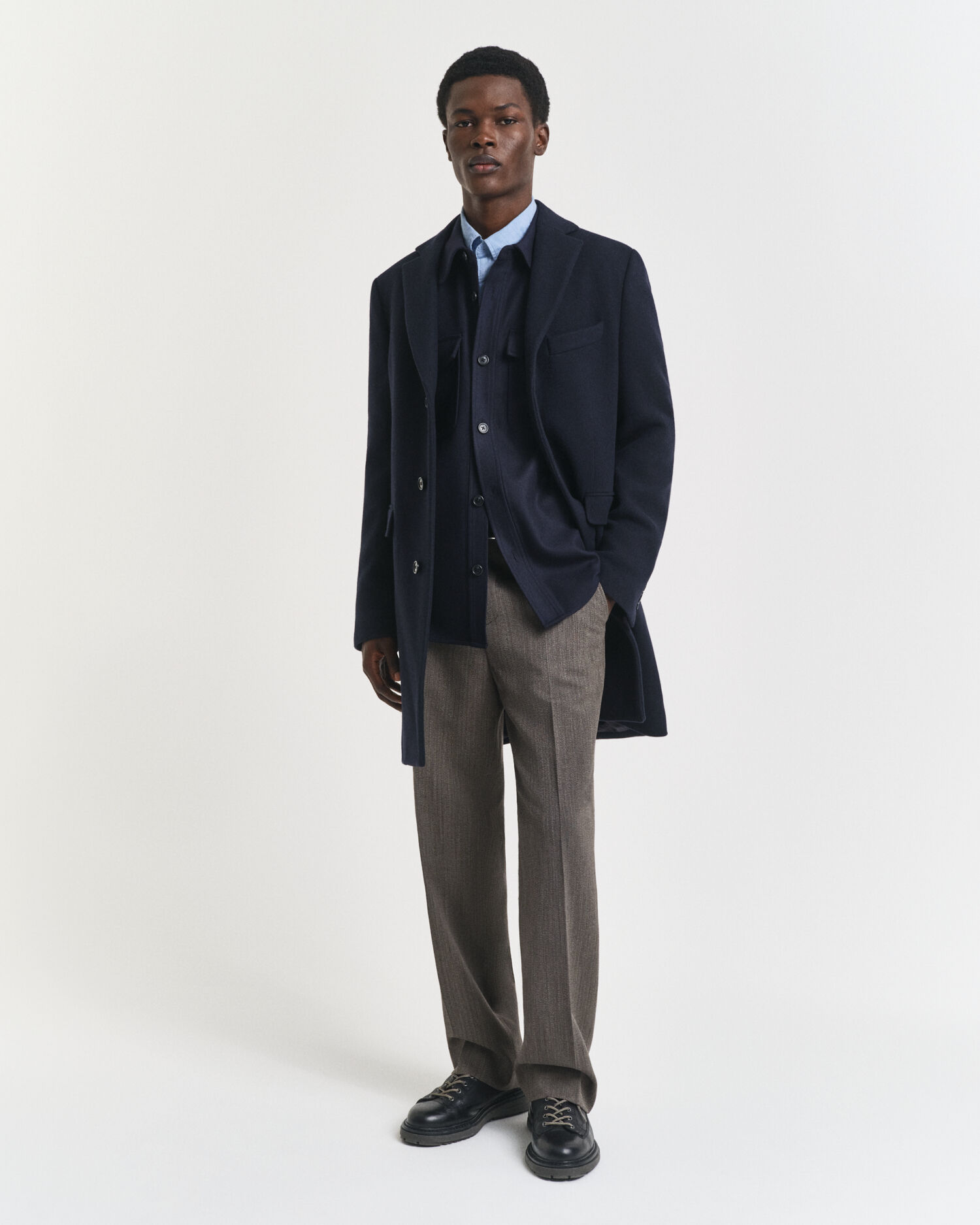 Fiskbensmönstrade kostymbyxor