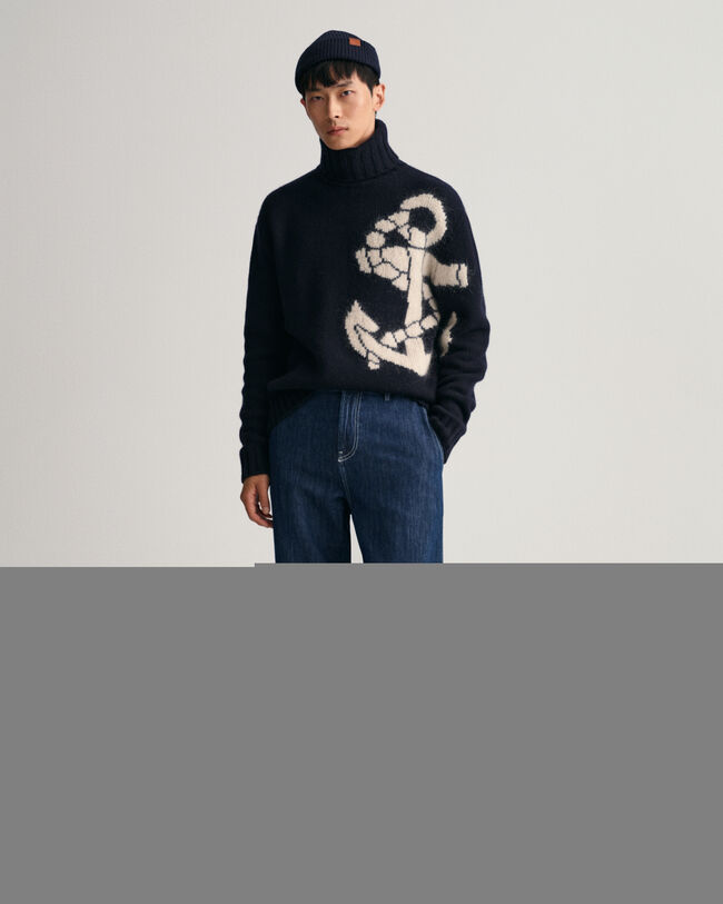 Relaxed fit jeans i bomull och linne