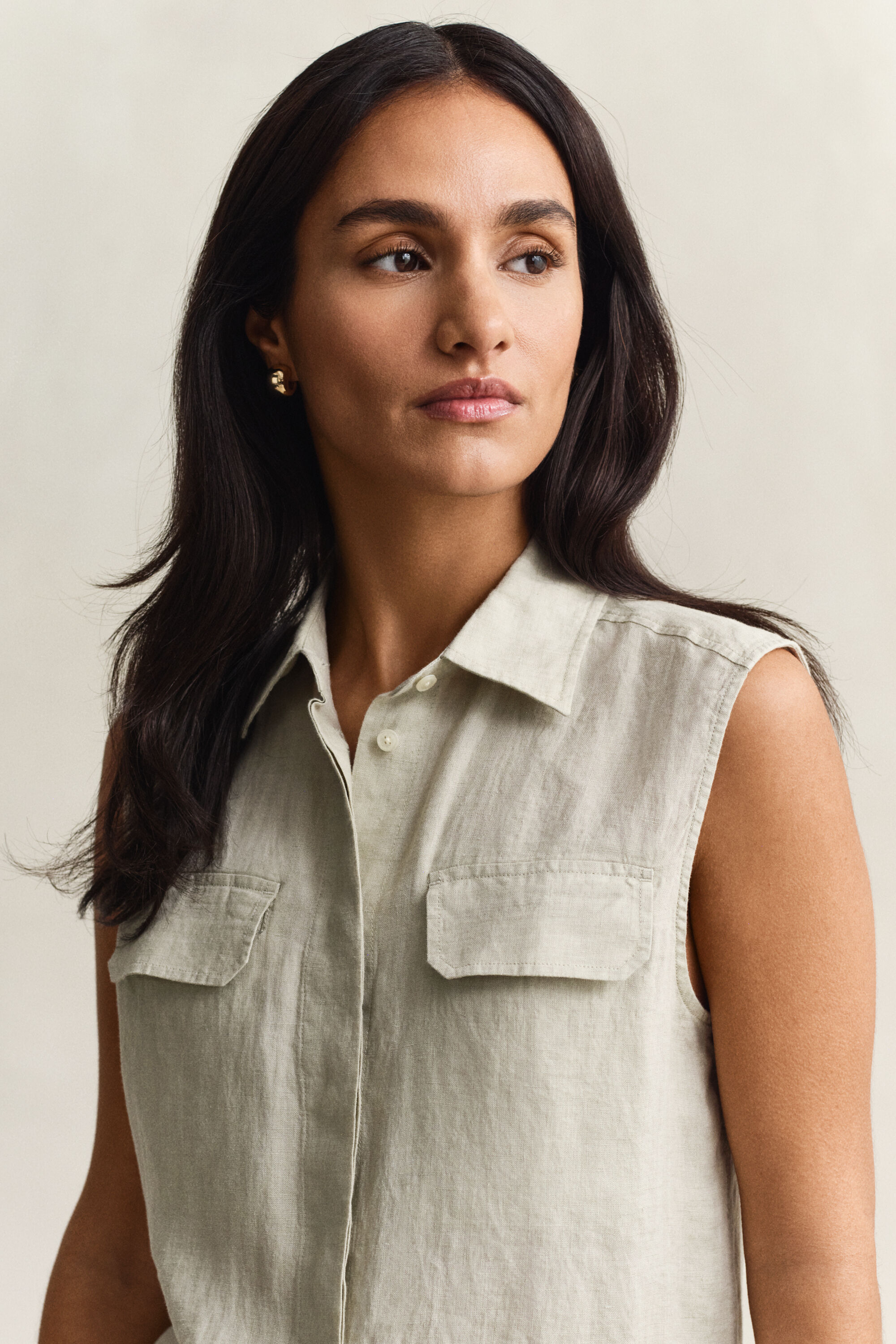 Ärmlös linneskjorta