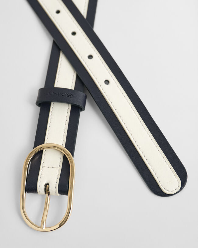 Randigt läderbälte