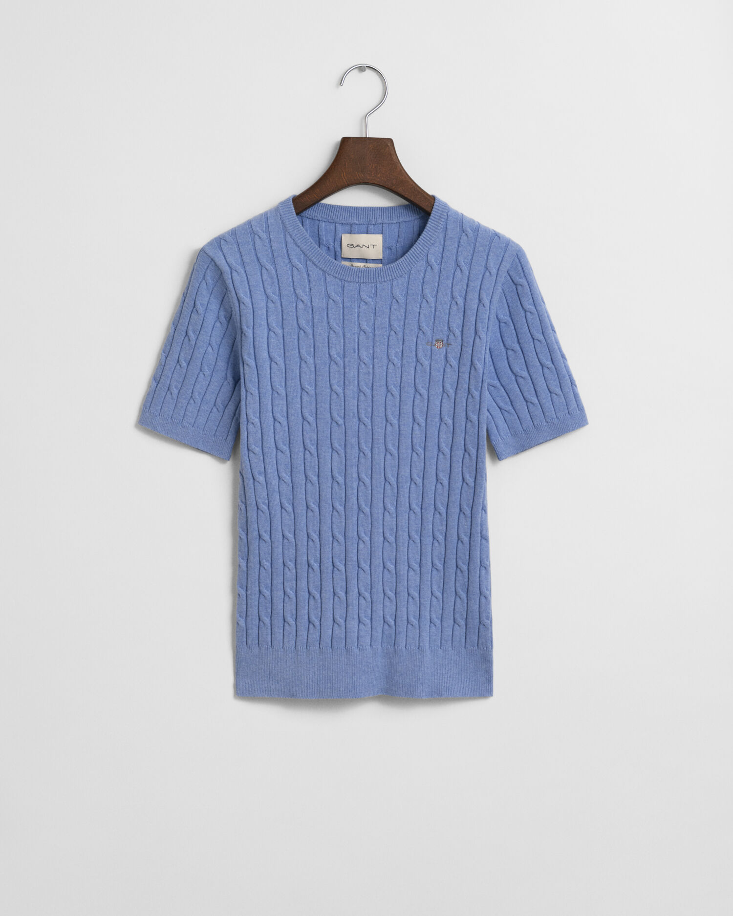 Kabelstickad kortärmad tröja