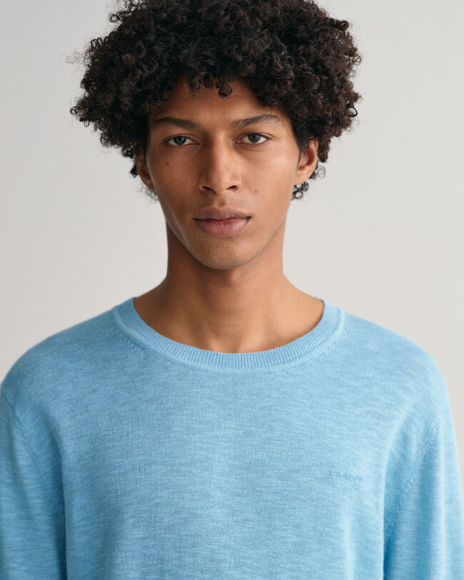 Crew neck tr&ouml;ja i bomull och linne