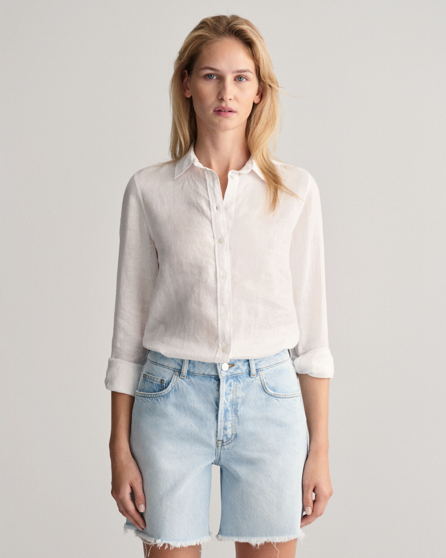 Regular fit skjorta i linnechambray
