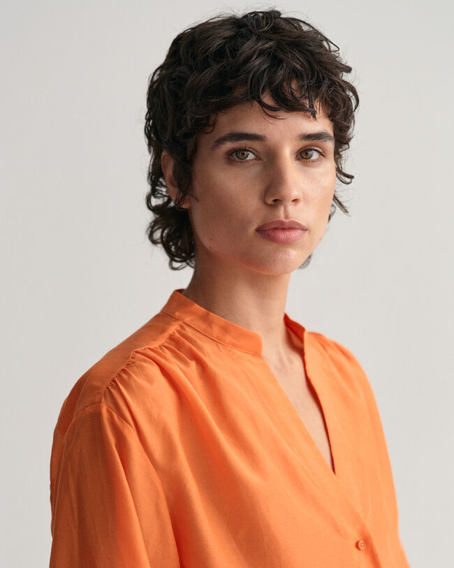 Relaxed fit blus i bomull och silke