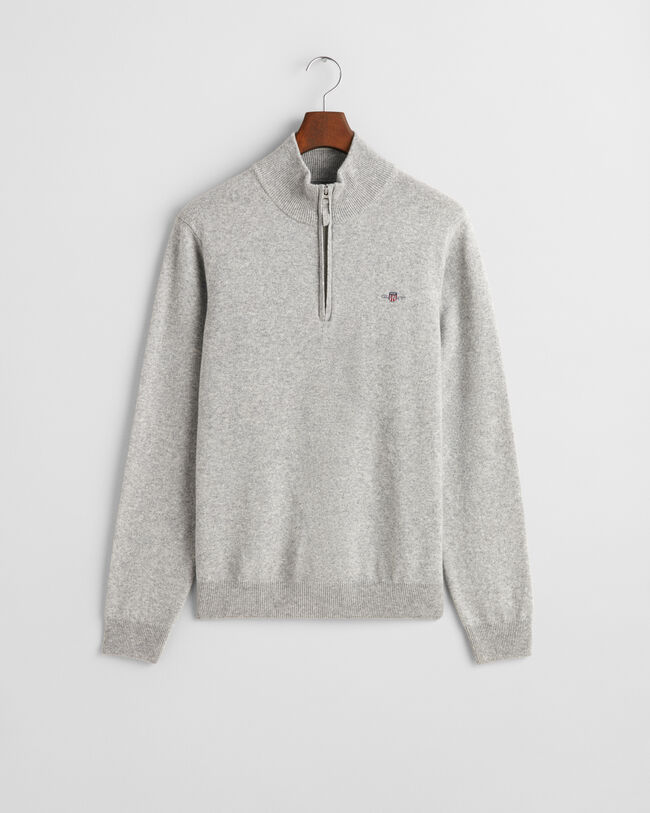 Tröja i superfin lammull med half-zip