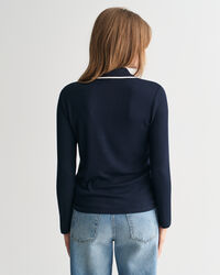 Långärmad ribbstickad pikétröja