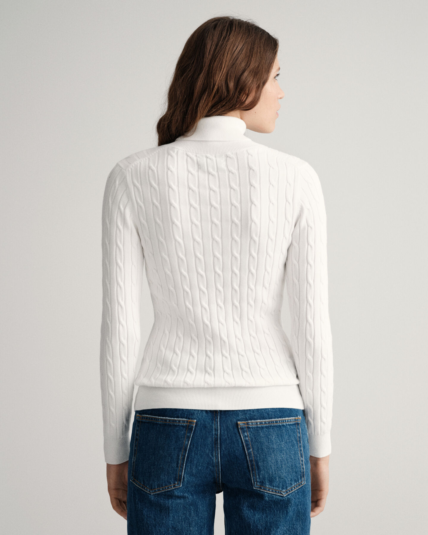 Kabelstickad polotröja i bomullsstretch