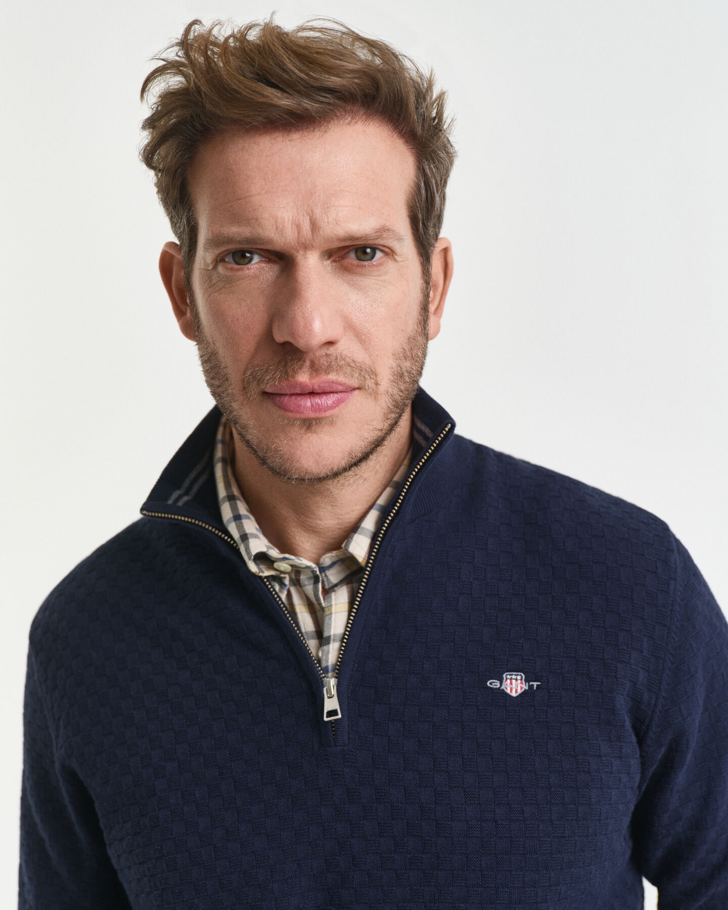 Tröja med half-zip och mikrostruktur