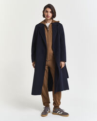 Hoodie i superfin lammull med dragkedja