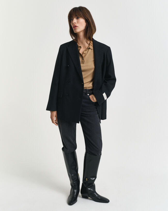 Långärmad sömlös pikétröja med knappar