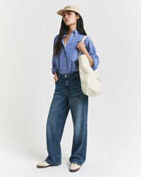 Oversized randig poplinskjorta