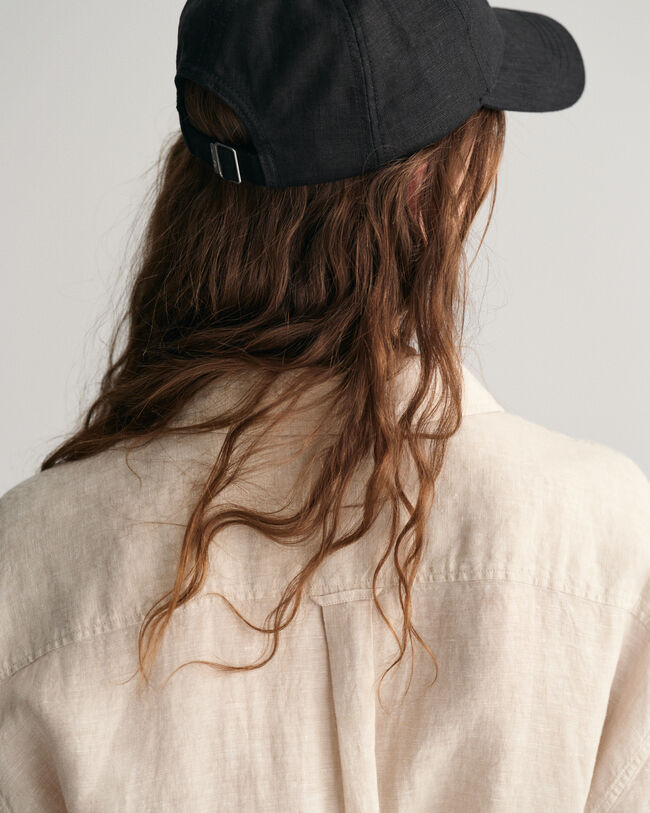 Kortärmad skjortklänning i linne