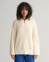 Fiskbensmönstrad half-zip tröja