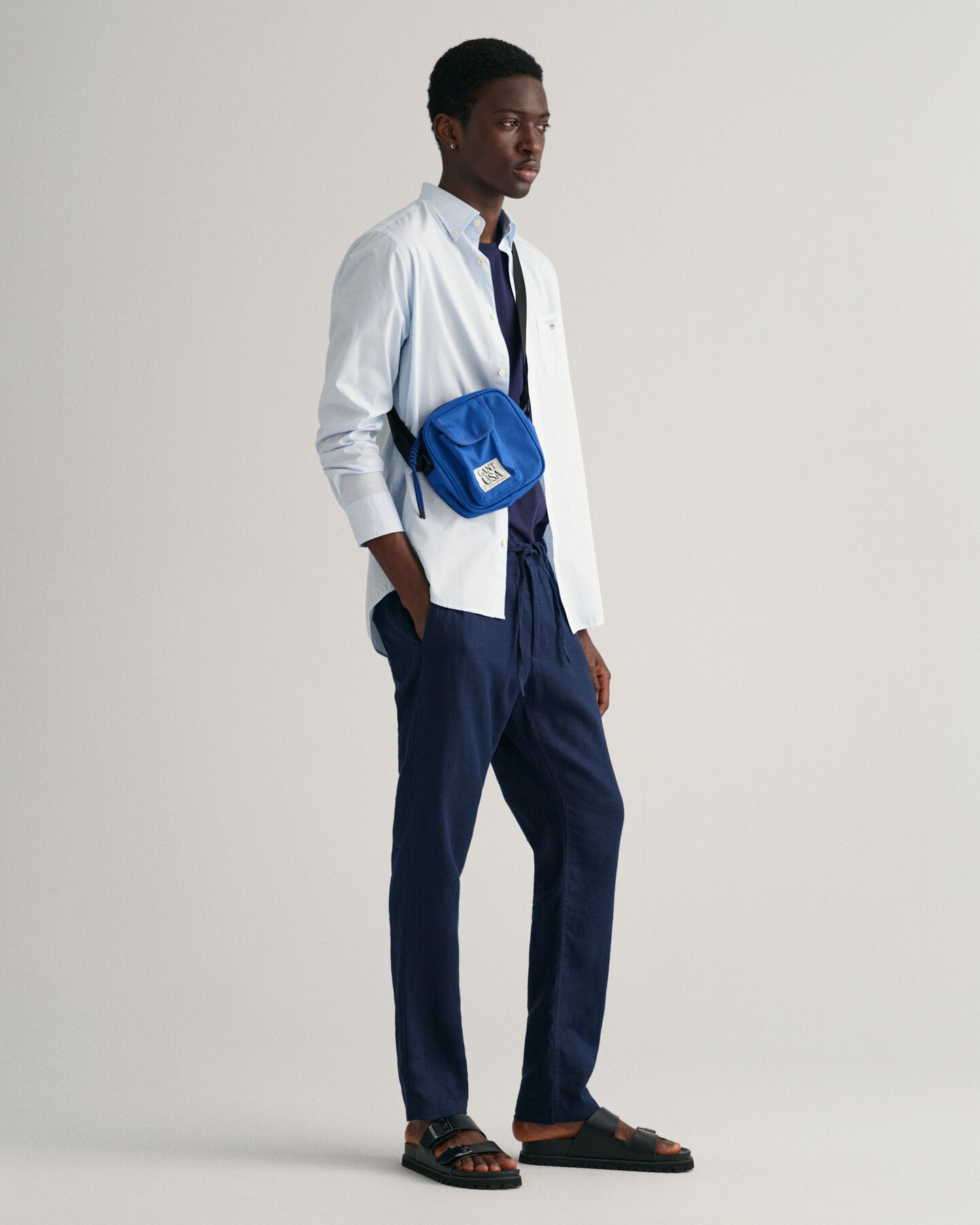 Relaxed fit linnebyxor med dragsko