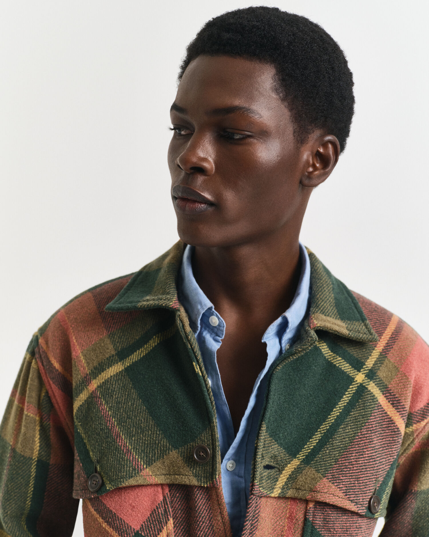 Relaxed fit rutig skjorta i tjock ull