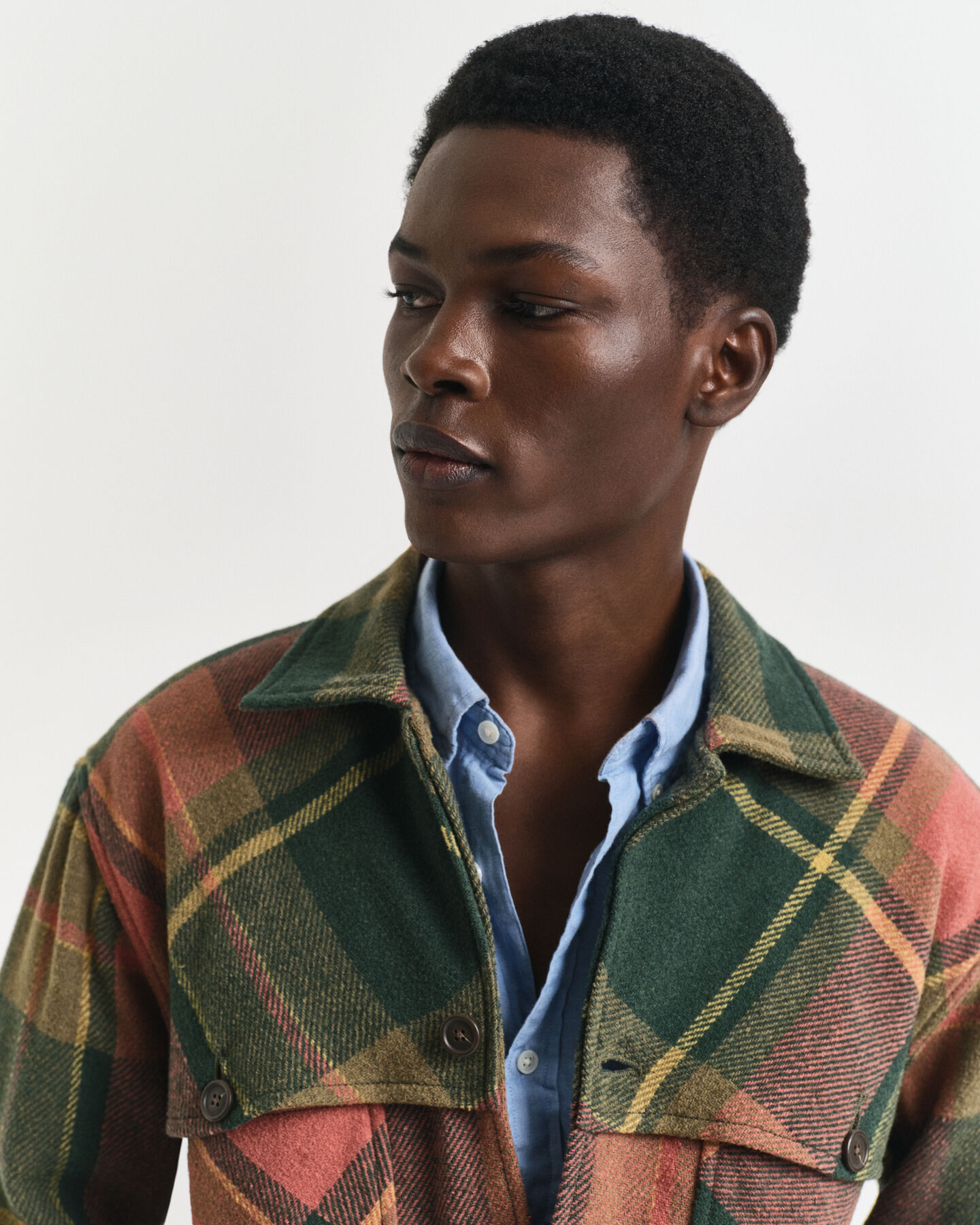 Relaxed fit rutig skjorta i tjock ull