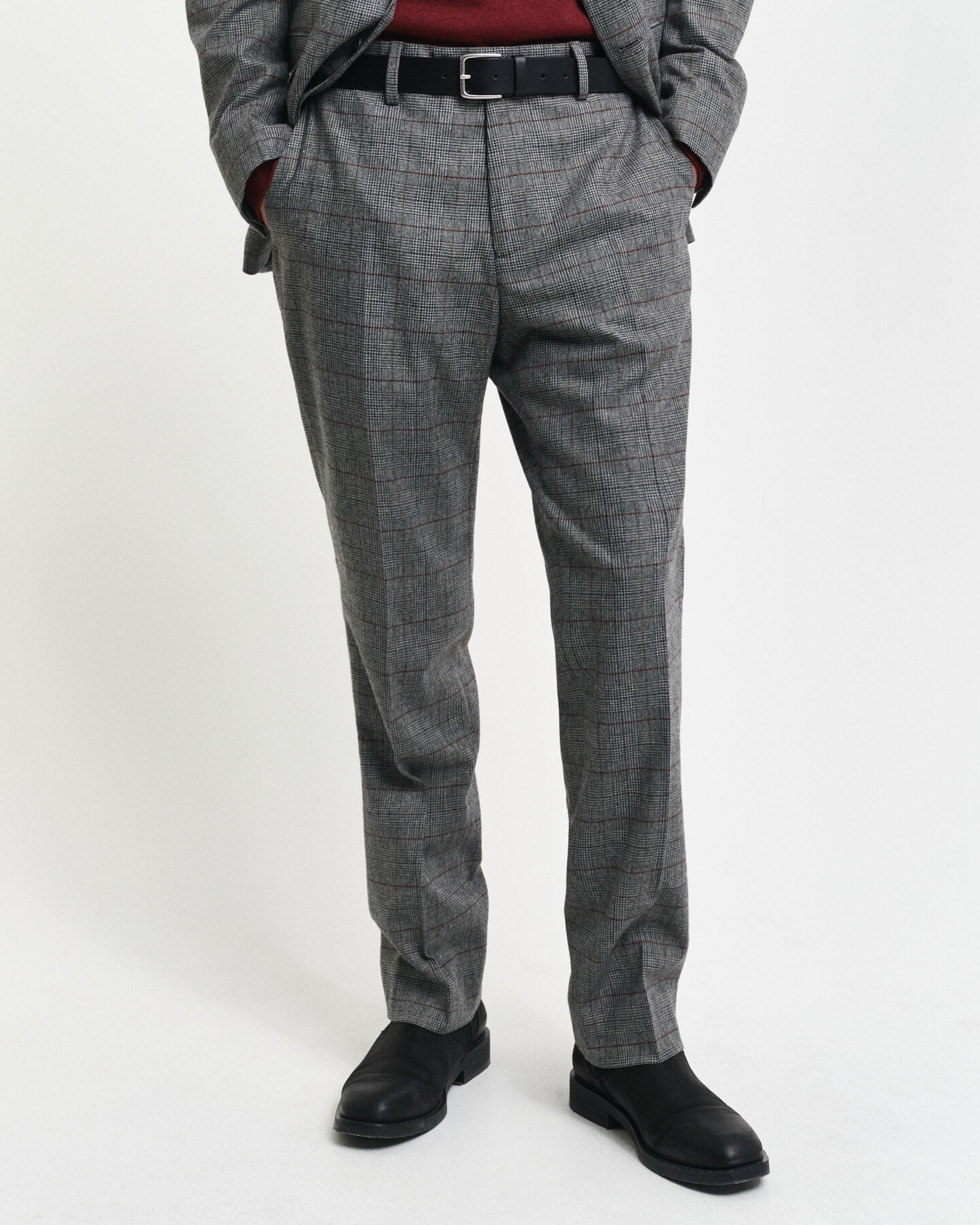 Slim fit rutmönstrade kostymbyxor