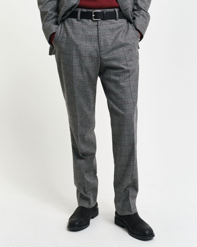 Slim fit rutmönstrade kostymbyxor